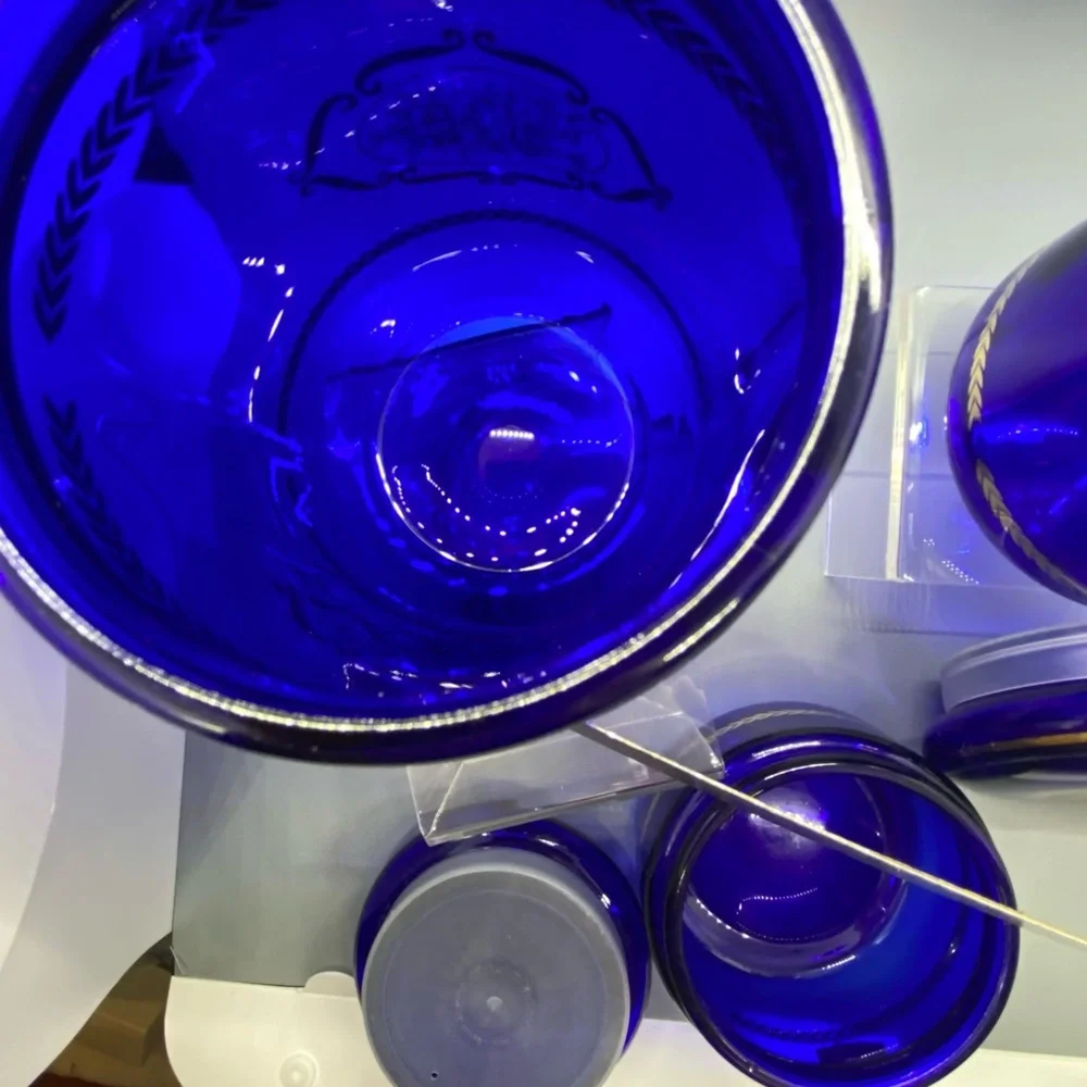 Apothecary jars. Made in Italy. Cobalt blue. 1960-70s.